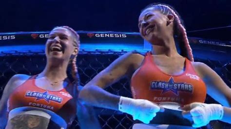 dory and karina mma flash|TV viewers stunned as giggling MMA fighters flash crowd before。